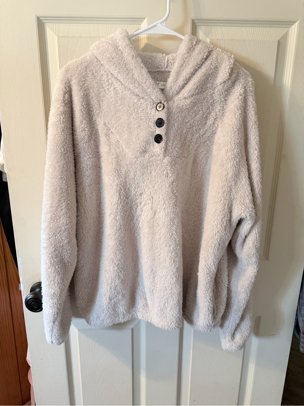 Kirundo Cozy Plush Hooded Pullover Sweater - Cream